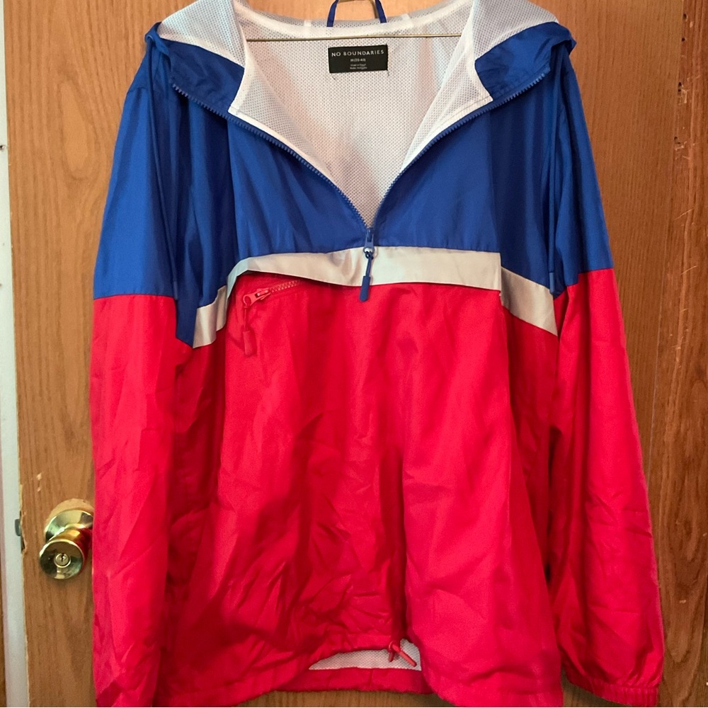 No Boundaries Men’s Half Zip Windbreaker with Hoodie Size M